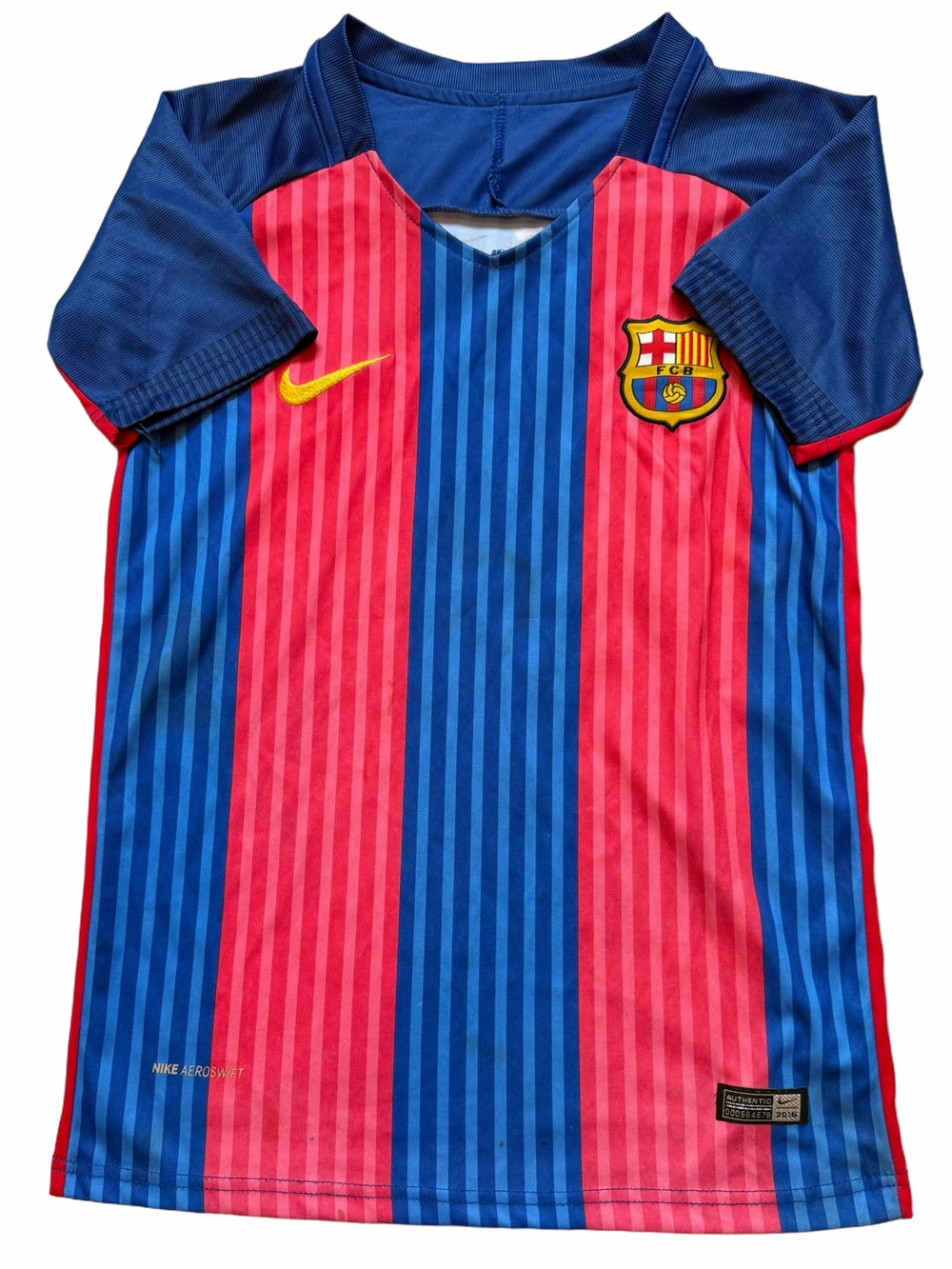 Nike Kids FC Barcelona Messi UNICEF Blue & Red Striped Jersey Drifit
